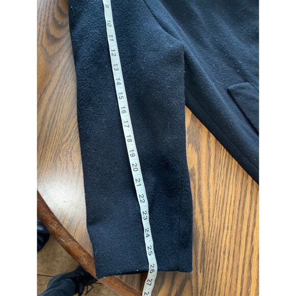 Kristen Blake button front black wool hooded  long coat size 6P - Picture 6 of 9